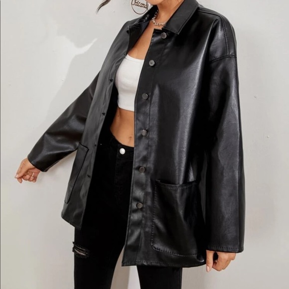 SHEIN Black Pleather Jacket - Picture 1 of 4
